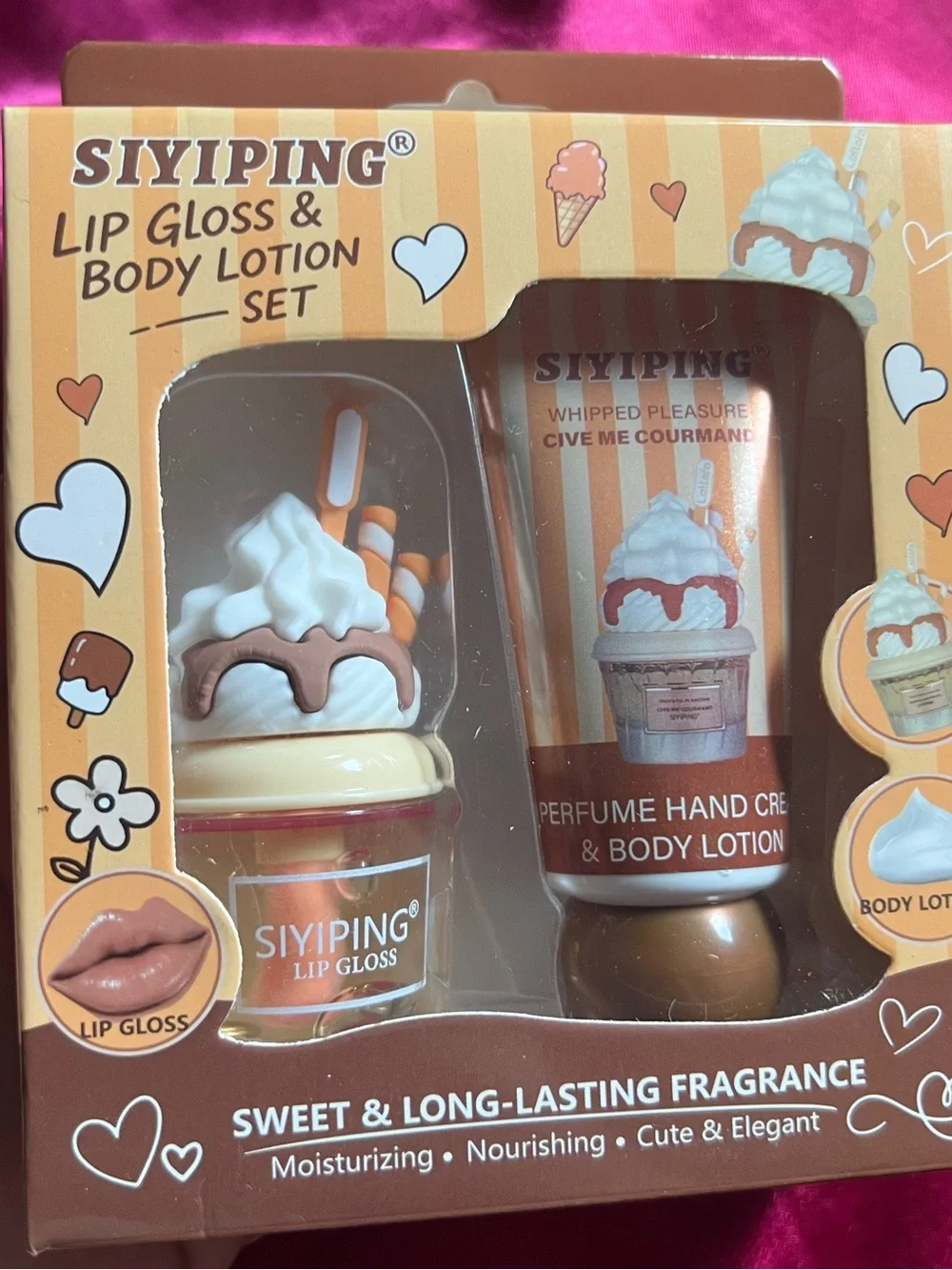 Cupcake Theme Lip Gloss & Body Lotion Set